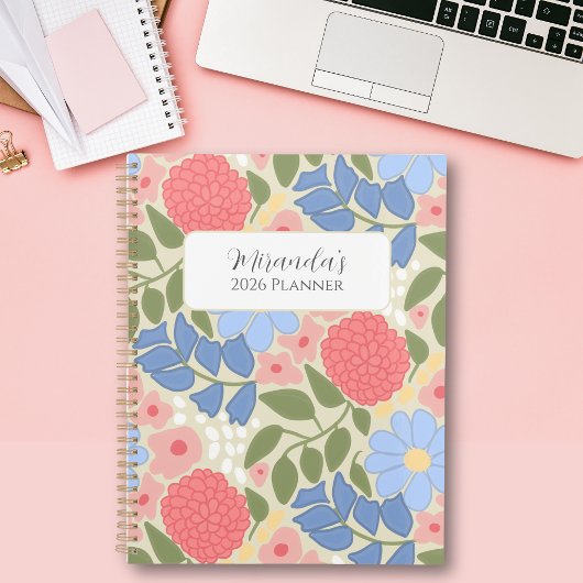 Personalized Floral Planner with Hard Cover