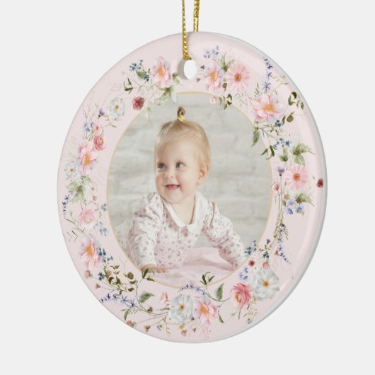 Personalized Floral Pretty Nanna Keramisch Ornament (Links)