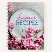 Personalized Floral Recipe Notebook – Custom Name  Notitieboek (Voorkant)