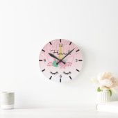 Personalized Floral Sleeping Unicorn Ronde Klok (Huis)