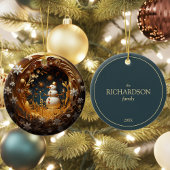 Personalized Floral Snowman Christmas Keramisch Ornament