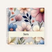 Personalized Floral Square College Ruled Notebook Notitieboek (Voorkant)