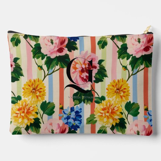 Personalized Floral Stripe Monogram Etui (Achterkant)