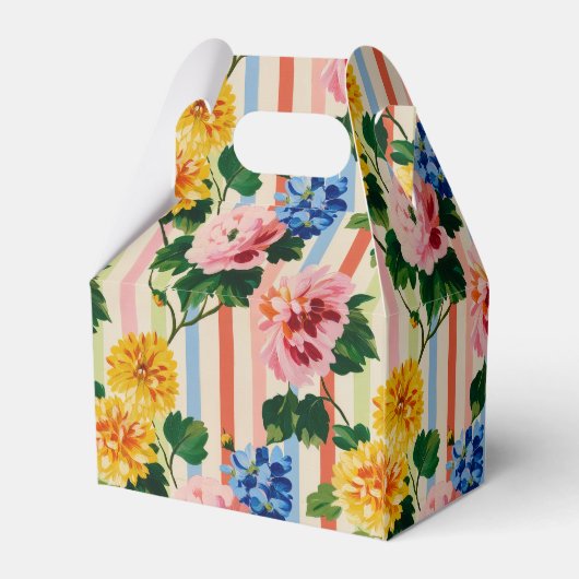 Personalized Floral Stripe Wedding Bedankdoosjes (Achterkant)