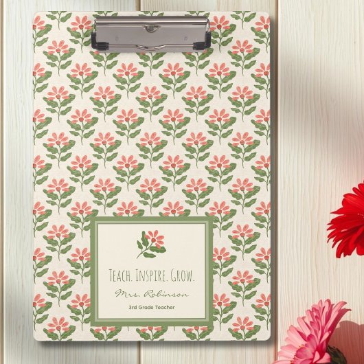 Personalized Floral Teacher Clipboard Klembord