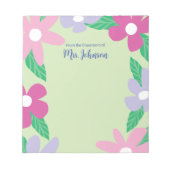 Personalized Floral Teacher Notitieblok (Voorkant)