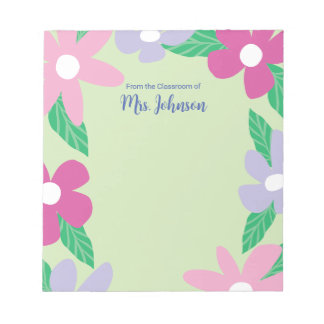 Personalized Floral Teacher Notitieblok