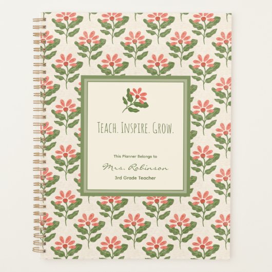 Personalized Floral Teacher Planner (Voorkant)