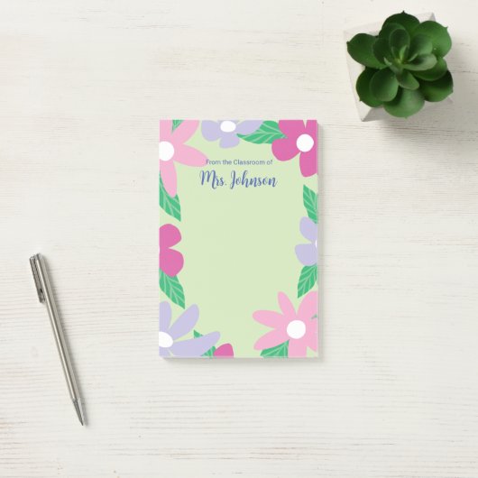 Personalized Floral Teacher Post-it® Notes (Kantoor)