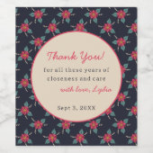 Personalized Floral Thank You Wine Label Wijn Etiket (Enkel label)