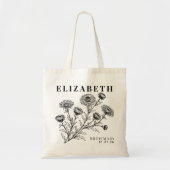 Personalized Floral Tote Bag for Bridesmaid Gift (Voorkant)