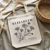 Personalized Floral Tote Bag for Bridesmaid Gift