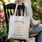 Personalized floral tote bag for bridesmaid gift 