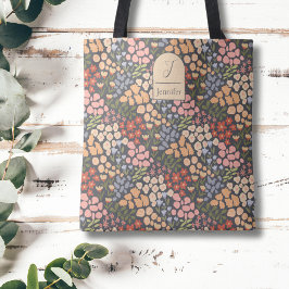 Personalized Floral Tote Bag – Initial & Name