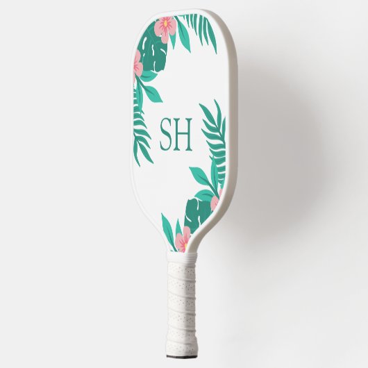 Personalized Floral Tropical Design Custom Initial Pickleball Paddle (Links)