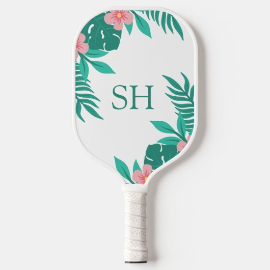 Personalized Floral Tropical Design Custom Initial Pickleball Paddle (Voorkant)