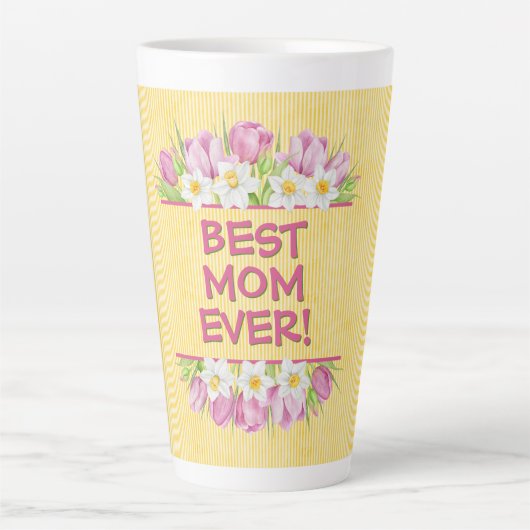 Personalized Floral Tulip and Daffodil Latte Mok (Voorkant)