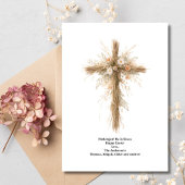 Personalized Floral Watercolor Easter Cross  Feestdagenkaart