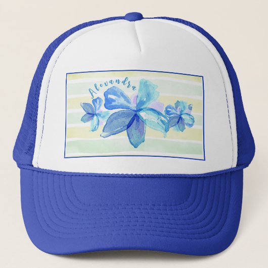 Personalized Floral Watercolor Trucker Pet (Voorkant)