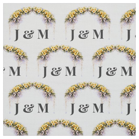 Personalized Floral Wedding Fabric with Monogram Stof (Swatch)
