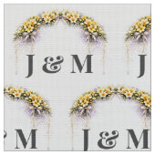 Personalized Floral Wedding Fabric with Monogram Stof (Close Up)