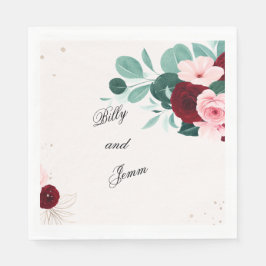 Personalized Floral Wedding Napkins Servet