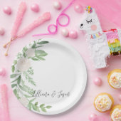 Personalized Floral Wedding Shower Plate Papieren Bordje (Feest)