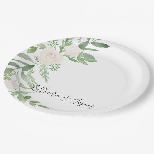 Personalized Floral Wedding Shower Plate Papieren Bordje (Gekanteld)