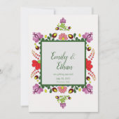 Personalized Folk Floral Wedding & Back Design Kaart (Voorkant)