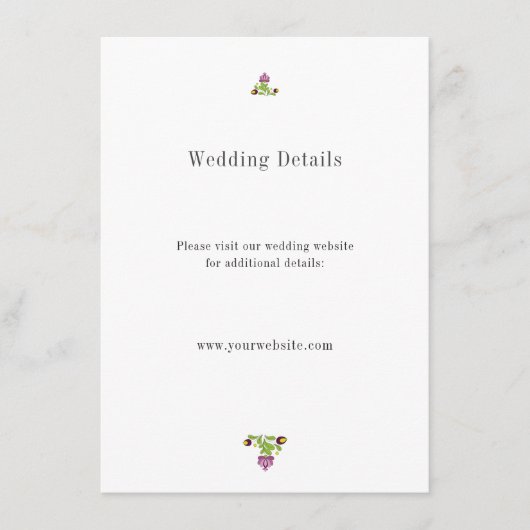 Personalized Folk Floral Wedding Details Informatiekaartje (Voorkant)