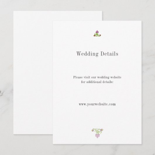 Personalized Folk Floral Wedding Details Informatiekaartje (Voorkant / Achterkant)
