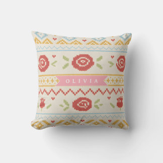 Personalized Folk Nordic Boho Floral Pattern Kussen