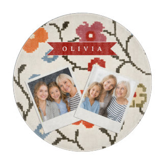 Personalized Folk Scandi Boho Vintage Floral  Snijplank