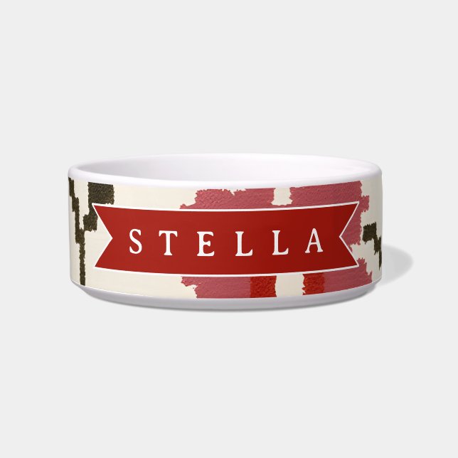 Personalized Folk Scandi Boho Vintage Floral  Voerbakje (Voorkant)