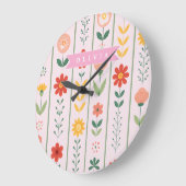 Personalized folk scandinavian floral pattern grote klok (Hoek)