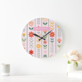 Personalized folk scandinavian floral pattern grote klok (Huis)
