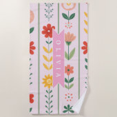 Personalized folk scandinavian floral pattern strandlaken (Voorkant)