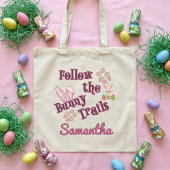 Personalized Follow the Bunny Trails Easter Tote Bag