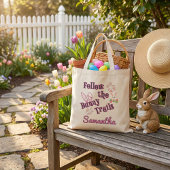 Personalized Follow the Bunny Trails Easter Tote Bag