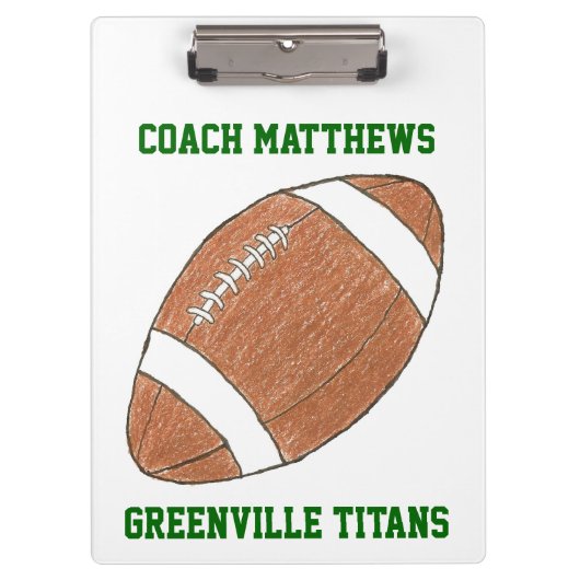 Personalized football coach clipboard - color back klembord (Voorkant)