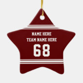 Personalized Football Player Ornaments, Maroon Keramisch Ornament (Achterkant)