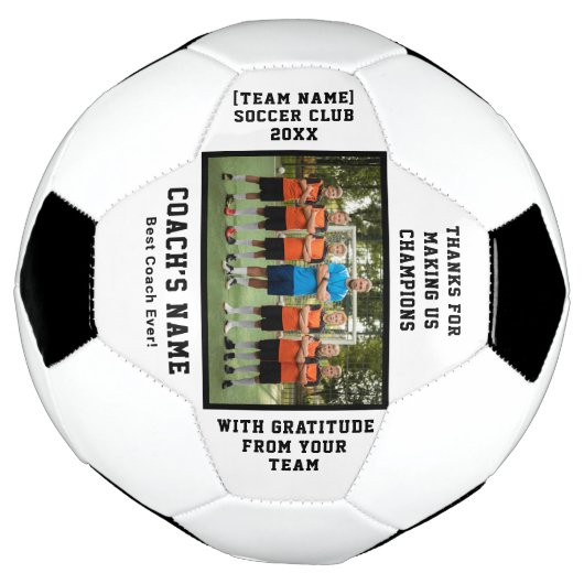 Personalized Football Team Coach with Photo Text Voetbal (Gedraaid)