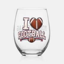 Personalized Football Wine Glass | I Love Football