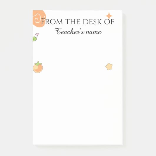 Personalized for elementary Teacher's Cute Peach   Post-it® Notes (Voorkant)