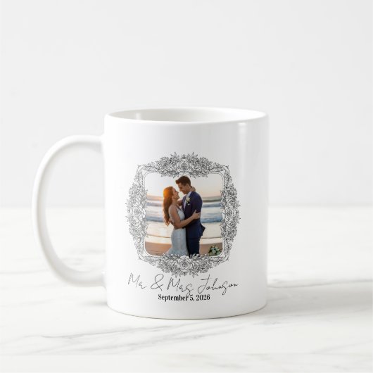 Personalized frame newlyweds mug koffiemok (Links)