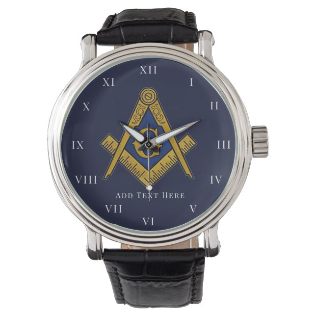 Personalized Freemason gift Square Compass Masonic Horloge (Voorkant)