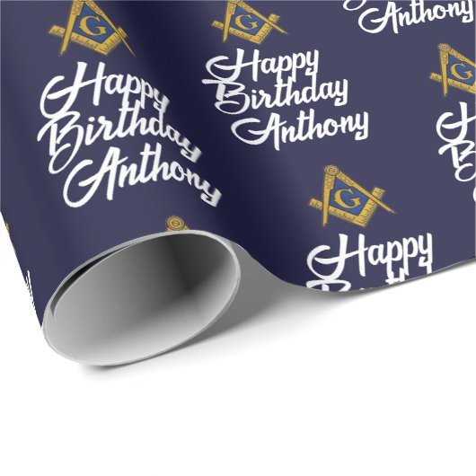 Personalized Freemason Masonic Square Birthday  Cadeaupapier (Rol Hoek)