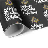 Personalized Freemason Masonic Square Birthday Cadeaupapier (Rol Hoek)
