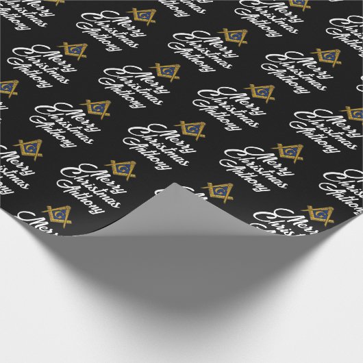 Personalized Freemason Masonic Square Christmas Cadeaupapier (Hoek)