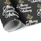 Personalized Freemason Masonic Square Christmas  Cadeaupapier (Rol Hoek)